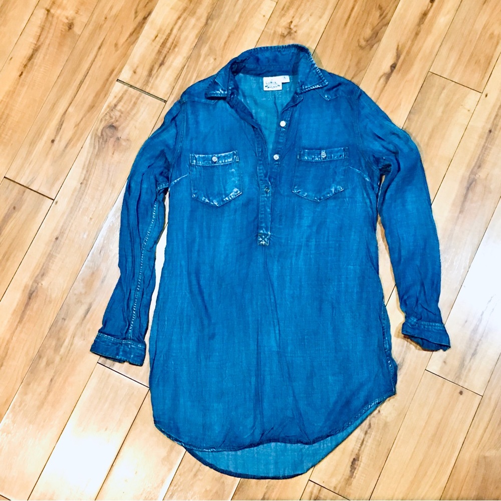 Cowgirl Justice chambray cotton farmhouse denim blue long sleeve rodeo d…